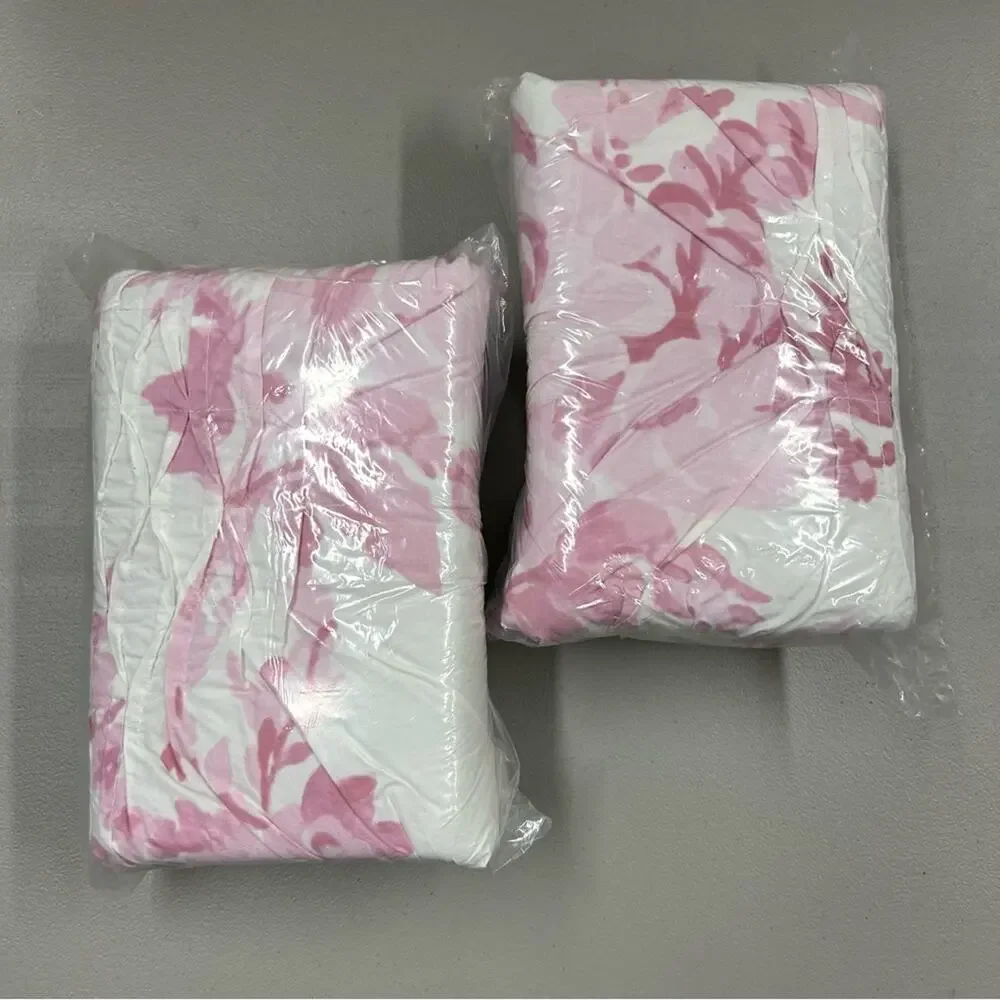 2 LoveShackFancy Garden Damask Smocked Standard Shams Pillow Cover Pink Floral